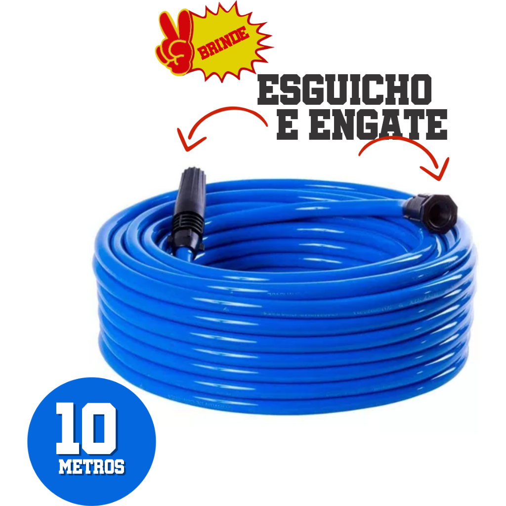 Mangueira de jardim uso geral, reforçada siliconada pronta pra uso com 10metros