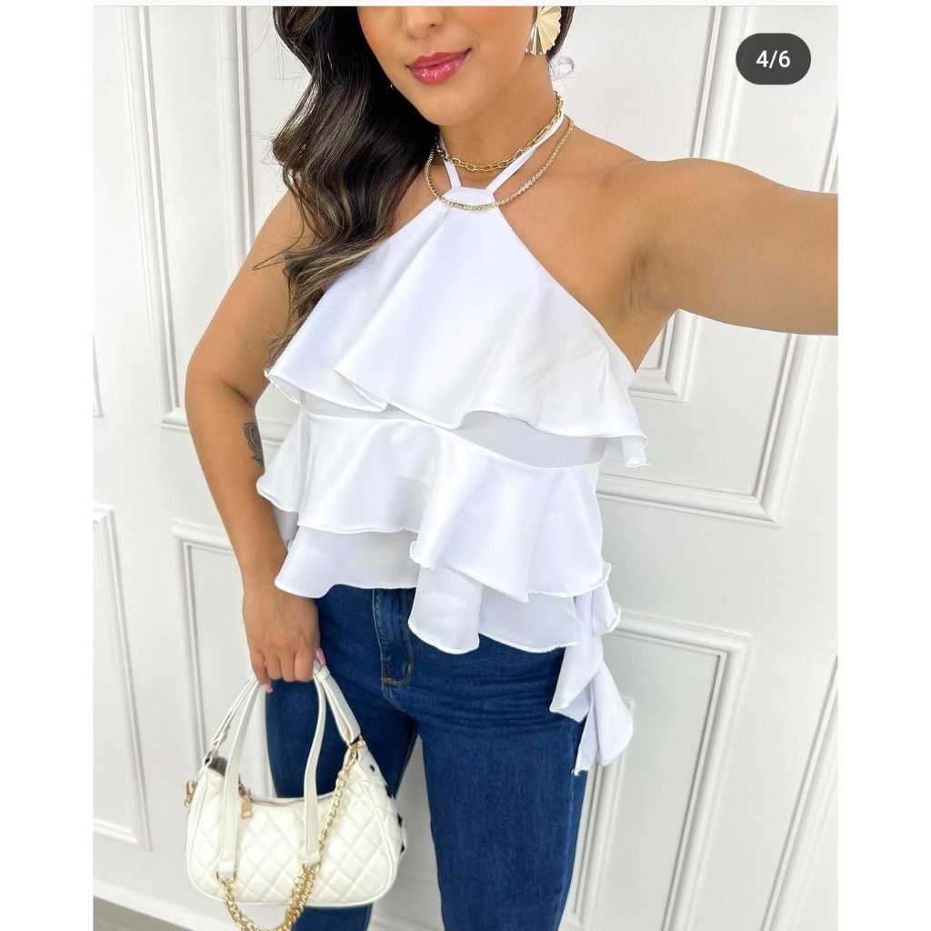 Blusa Feminino Tecido Duna 3 babado