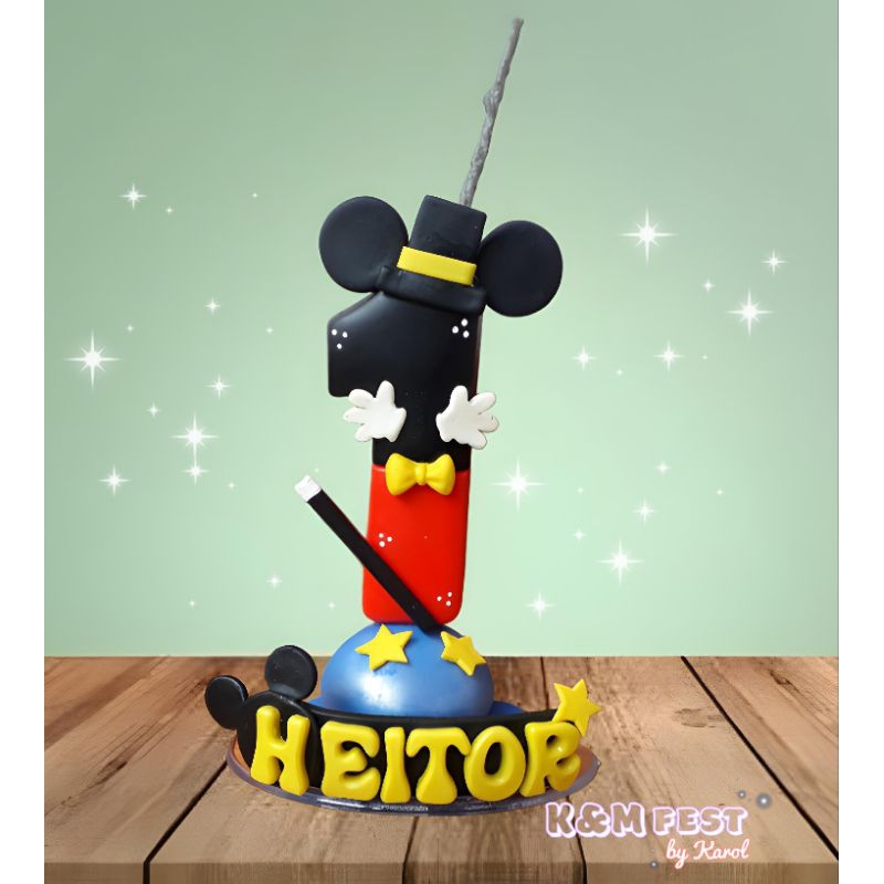 vela em biscuit / vela personalizada / tema circo Mickey / circo / Mickey