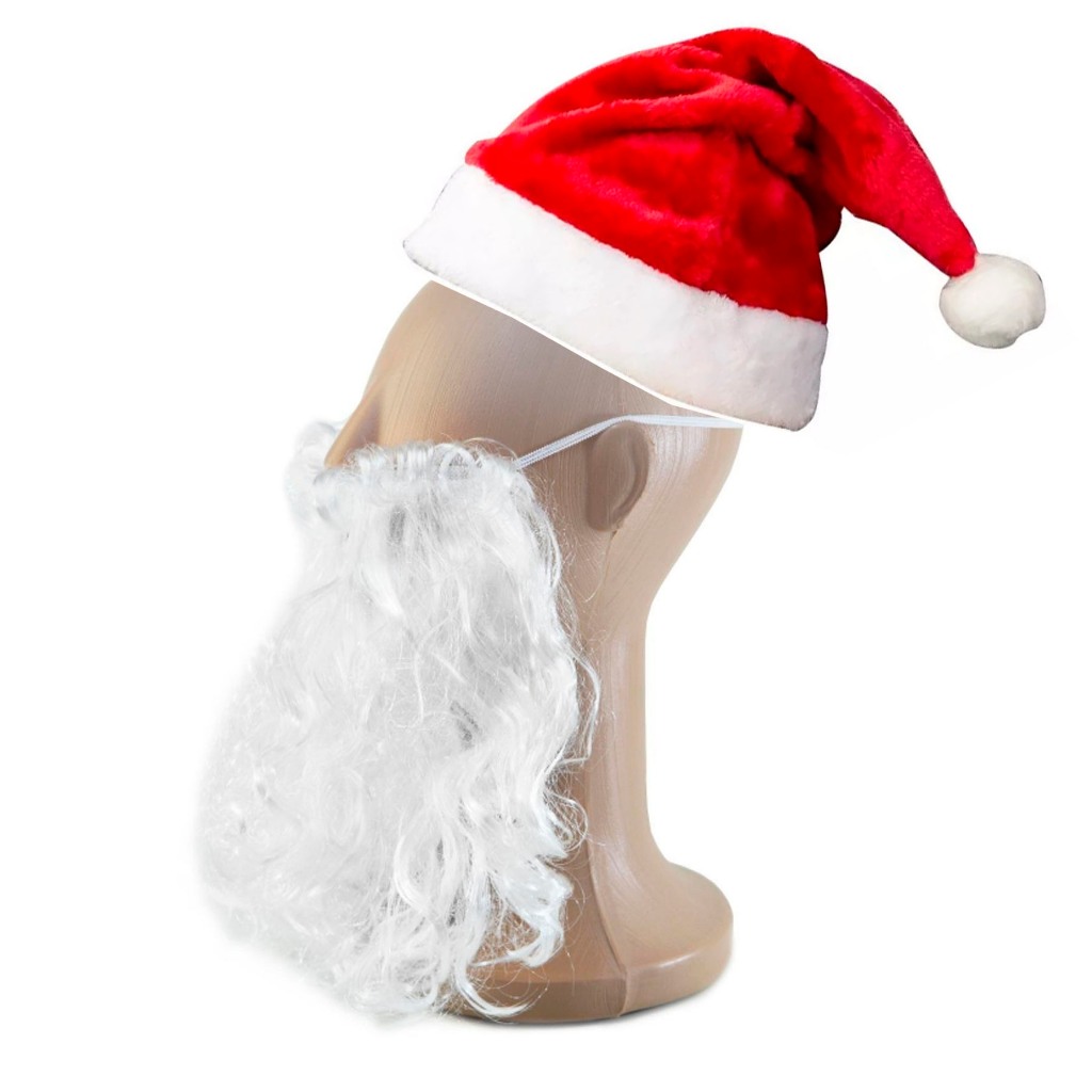 Fantasia Papai Noel Natal Kit Touca e Barba Veludo Luxo Adulto Presente Decoração Festa Natalina em Oferta na Shopee