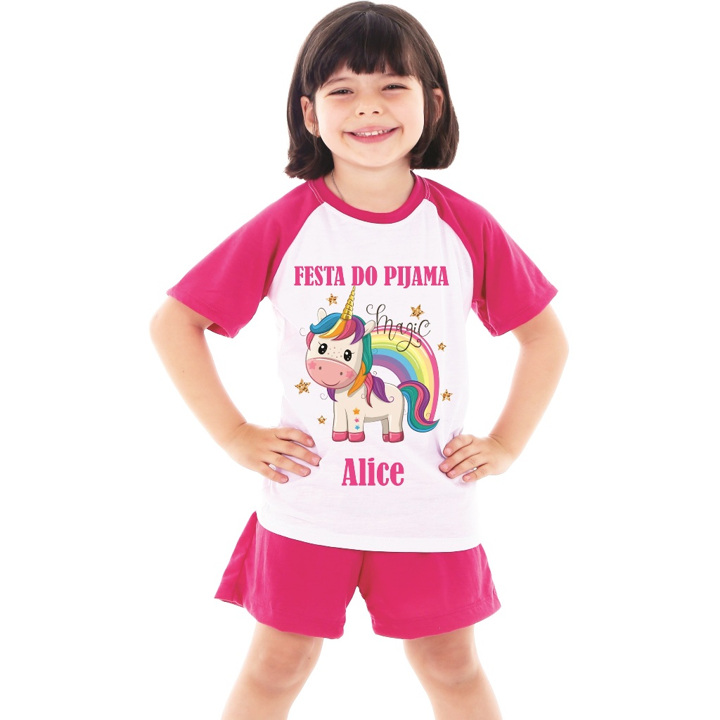Pijama Unicórnio com nome, Festa do Pijama Unicórnio menina
