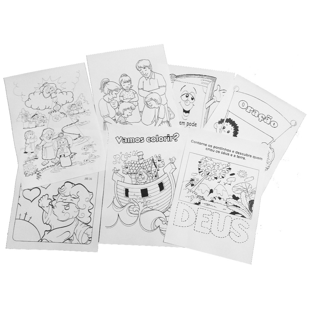 200 Desenhos bíblicos para colorir. São 10 kits iguais com 20 desenhos cada um, totalizando 200 desenhos, desenhos para pintar evangélicos