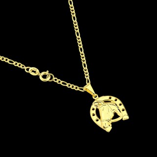 Corrente Cordão 3x1 Masculino + Pingente Cavalo Ferradura Banhados a Ouro 18k Colar Muladeiro Country