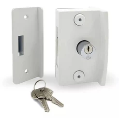 Fechadura Para Montagem Porta de Correr Vidro Kit 10 Branco Hela