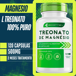 Magnesio L Treonato 500mg Puro 120 Cáps Função Cognitiva Foco e Memória Formula Avançada Ecomev