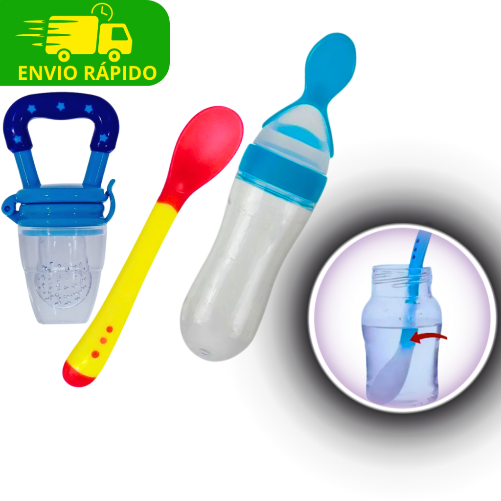 Kit Introdução Alimentar Para Bebê Chupeta Alimentadora Frutas Colher Termosensivel Colher Dosadora Livre De Bpa Cozinha