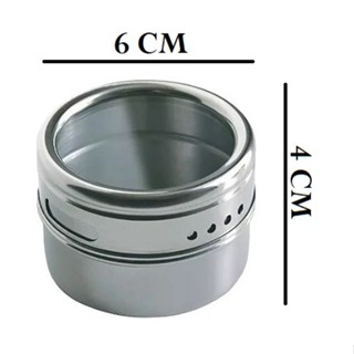 Conjunto De Frasco 6x4Cm Inox Top ÚtilPara Condimentos Porta Temperos Com Imã Magnético Com 4 Unidades