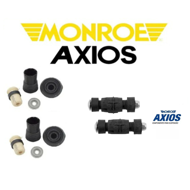 Par Kit Amortecedor Dianteiro Coxim Rolamento Batente E Coifa + Bieleta Sandero Logan Duster Original Axios