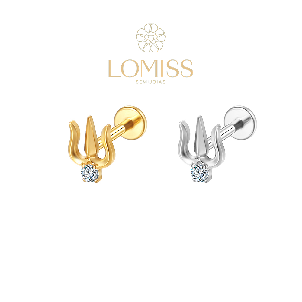 Piercing Helix Conch Tragus Labret Aço Cirúrgico Pvd Tridente 1 Zircônia em Oferta na Shopee