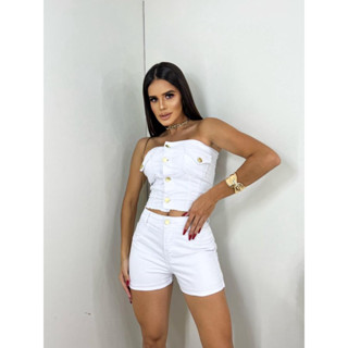 Short jeans branco lycra