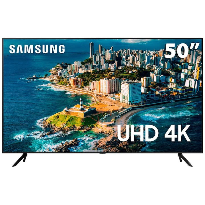 Smart TV 50" UHD 4K Samsung, Processador Crystal 4K, Samsung Gaming Hub, Visual Livre de Cabos, Tela sem limites, Alexa built in