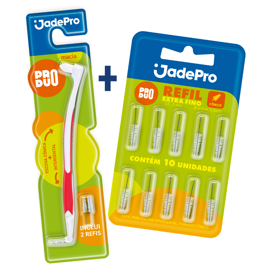 Escova Interdental com 2 Refis + KIT 10 Refis JADEPRO (total 12 Refis Cônicos)