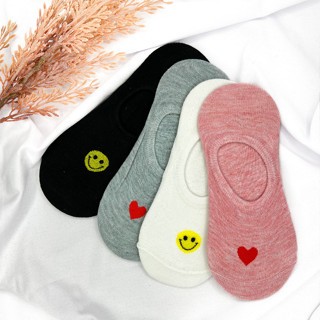 Kit 6 Pares Meia Invisível Estampadas Emoji Divertidas Feminina Conforto Coração Algodão