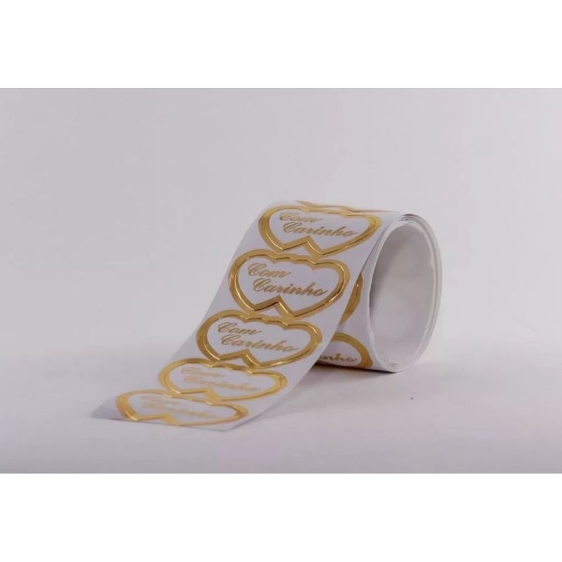 01 ROLINHO DE ETIQUETA ADESIVA PARA PRESENTE COM 100 UNIDADES em Oferta na Shopee