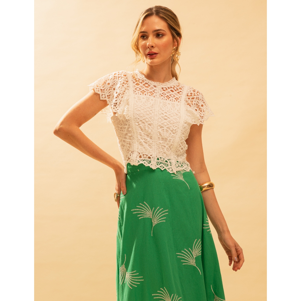 Blusa Cropped Femenina Oca de Renda - 880005