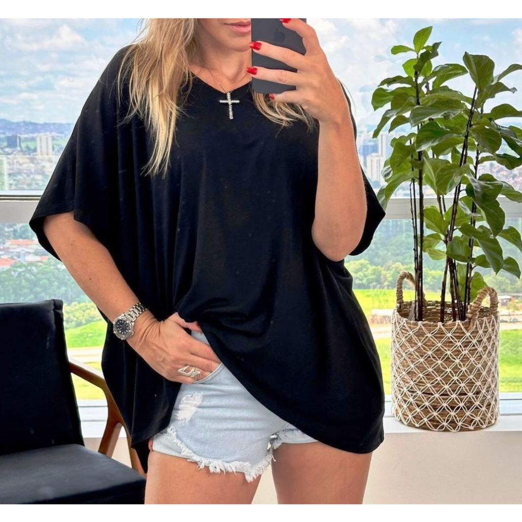 Detalhes do Bata Blusa Feminina Plus Size Tamanho G1 ao G3 - Viscolycra