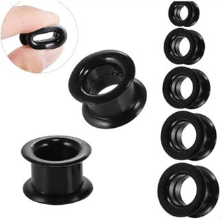 Par de alargador de orelha flexivel silicone borracha maleável - Cores: branco e preto