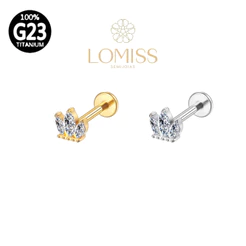 Piercing Helix Conch Tragus Labret Titânio Pvd Flor De Lotus 3 Zirconias