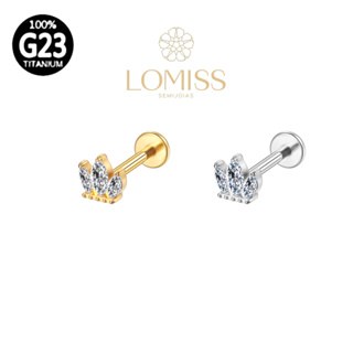 Piercing Helix Conch Tragus Labret Titânio Pvd Flor De Lotus 3 Zirconias em Oferta na Shopee