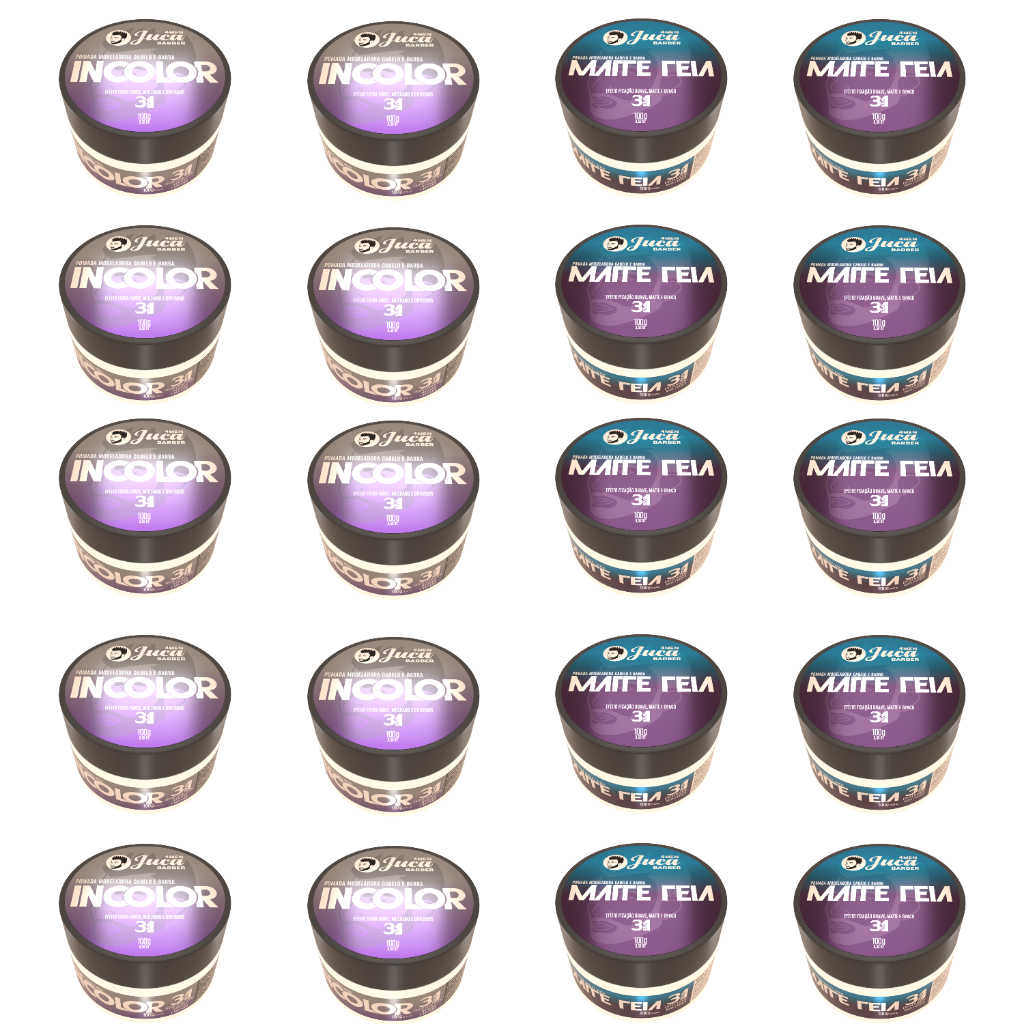 Kit 20 Cera Capilar Pomada Modeladora Matte Teia e Incolor 100g Juca