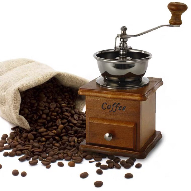 Moedor Manual De Grãos De Café Em Madeira