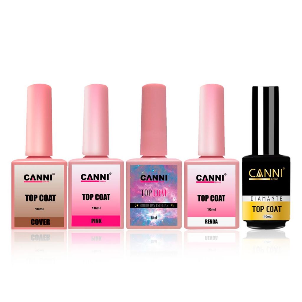 top coat renda,pink,cover diamante unhas finalizador cores CANNI COLOR