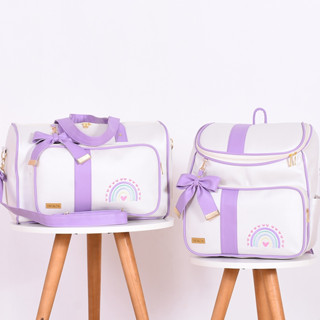 Kit Bolsa Maternidade Arco Íris Lilás - 02 Peças