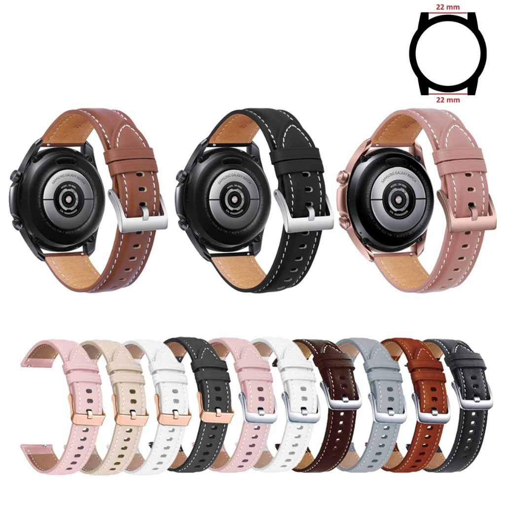 Pulseira 22mm de Couro para haylou gst/amazfit gtr 2/mi watch color/garmin active/Vivoactive 4/Ticwatch Pro 3/ 745