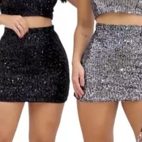 Saia Curta Feminina Paete Brilhoso