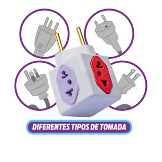 Adaptador Tomada Benjamin Cubo 4 Entradas 10A Coloridos