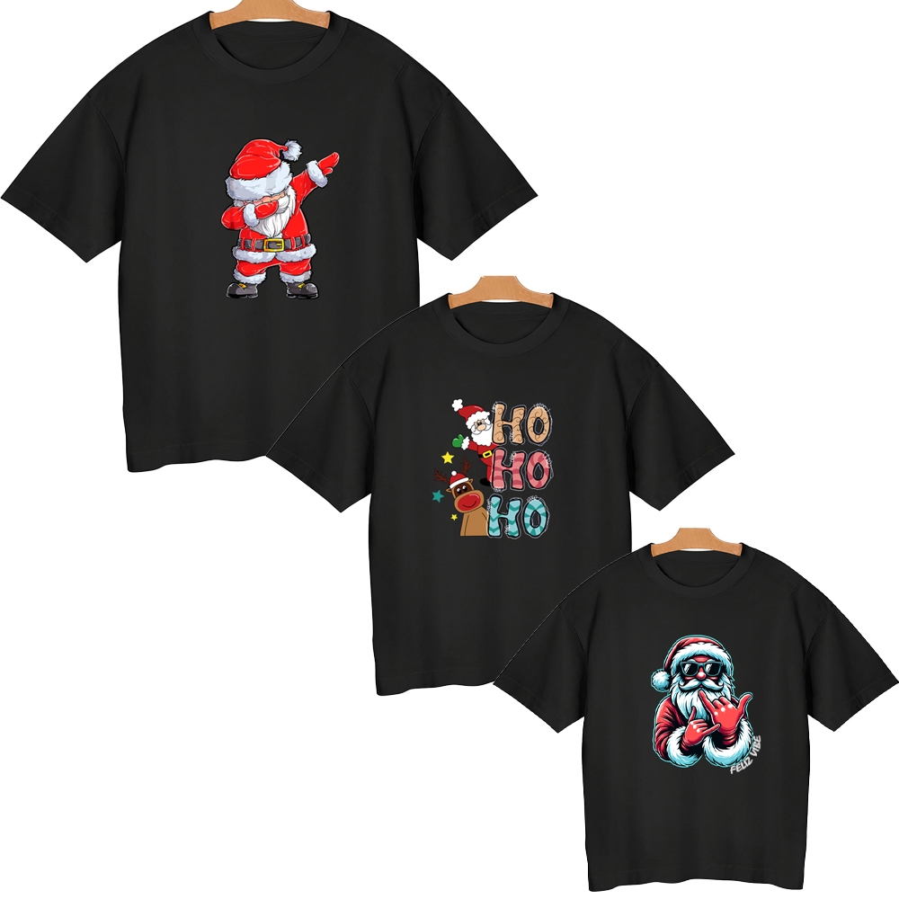 Camiseta Natal com Estampas para o Natal Camiseta Natal Feliz Natal Camisetas Over Preta