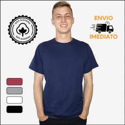 Camiseta Masculina Básica Lisa Marinho 100% Algodão