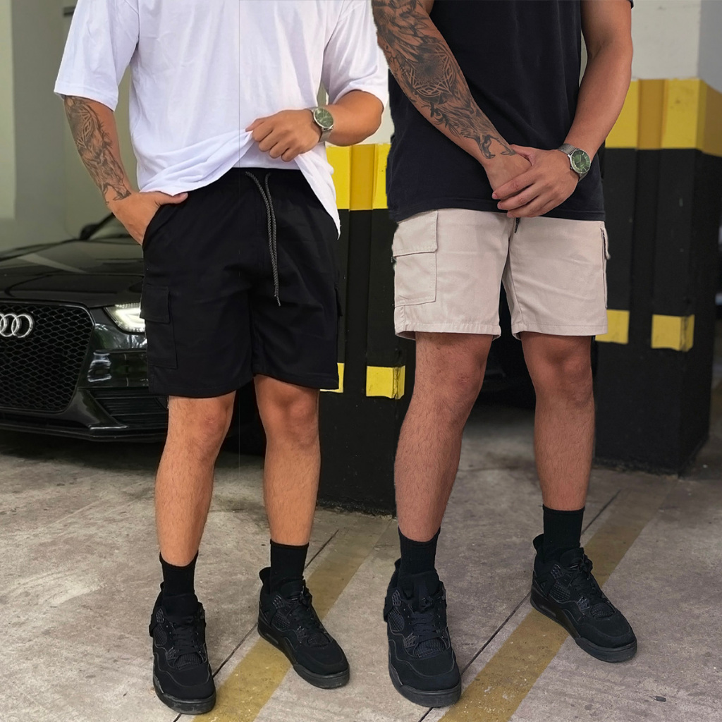 Kit 3 Shorts Cargo com Bolso Lateral Curto Masculino Verão Casual Street Lançamento 2024