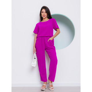 Conjunto Feminino Tecido Duna Calça e Blusa com Manga AM FASHION