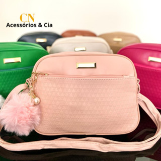 Bolsa Tiracolo Transversal com Alça de Ombro Feminina e Chaveiro