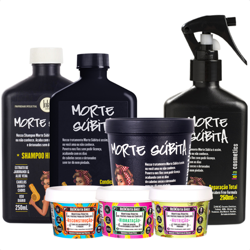 Morte subita 4 Produtos + Cronograma Ghee 3x100g Lola Cosmetics