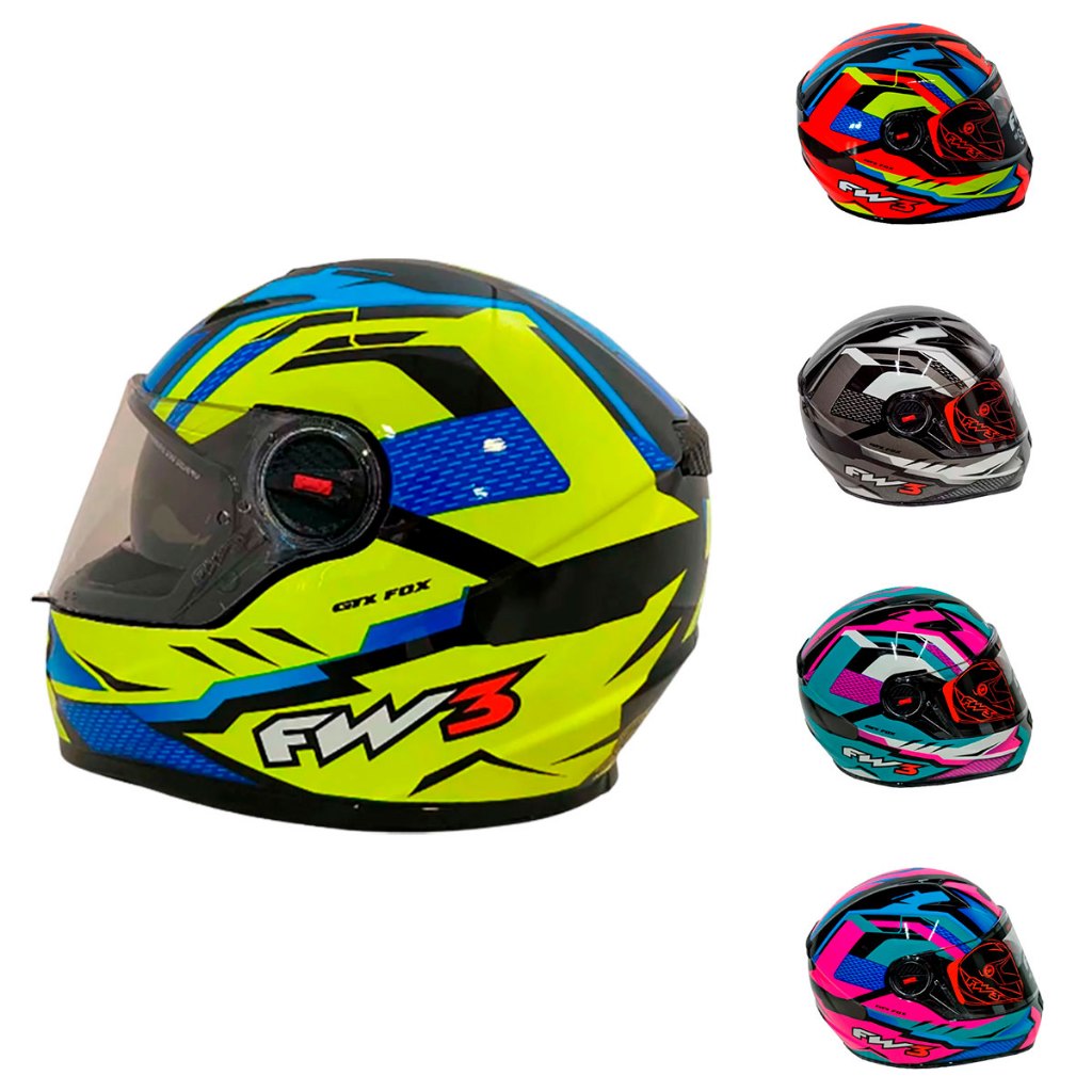 Capacete Moto Fechado Gtx Fox Fw3 Óculos Fumê Várias Cores em Oferta na Shopee