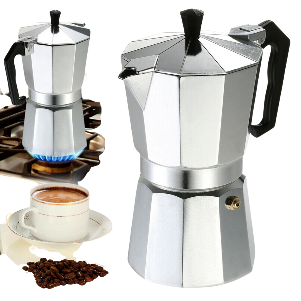 Imagem Cafeteira Italiana de Alumínio Café Expresso 3, 6, 9 Xícaras Cafeteira Italiana Moka Express Aço