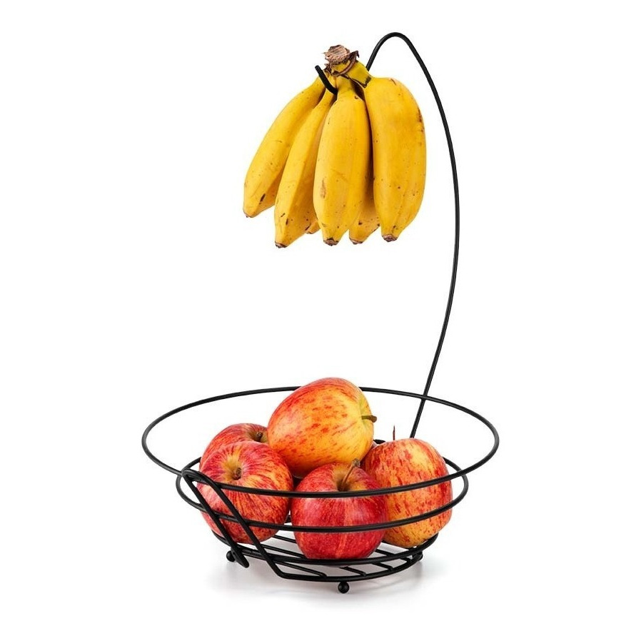 Fruteira Aramada Redonda Com Suporte Para Banana Arthi Black em Oferta na Shopee