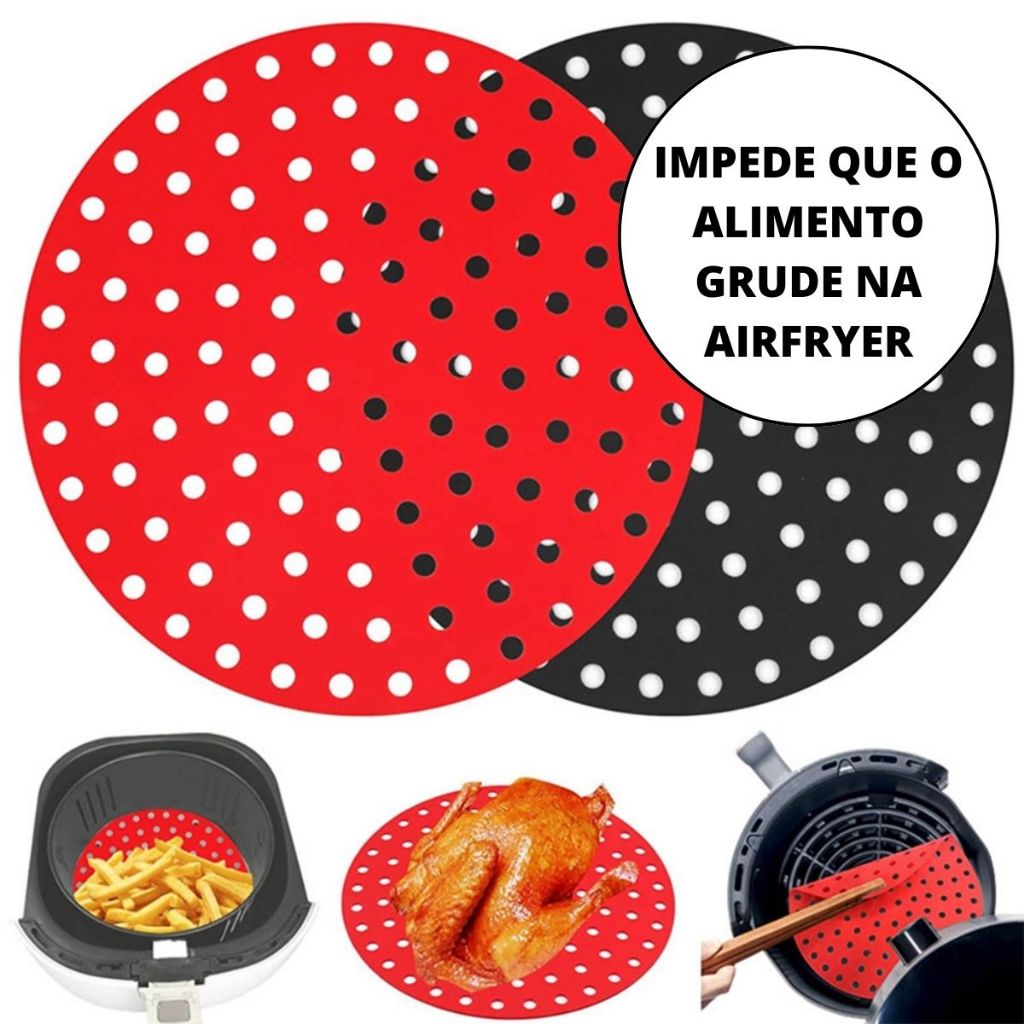 Tapete Protetor Silicone 20cm Para Air Fryer Fritadeira Não Gruda - Redondo