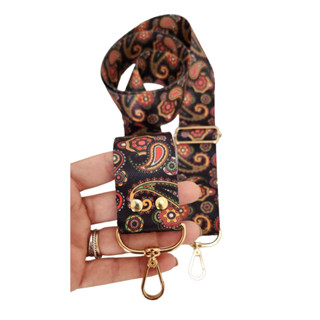 Alça Chic Estampada 4cm colorida Mandala Preta para bolsa com mosquetão e regulador