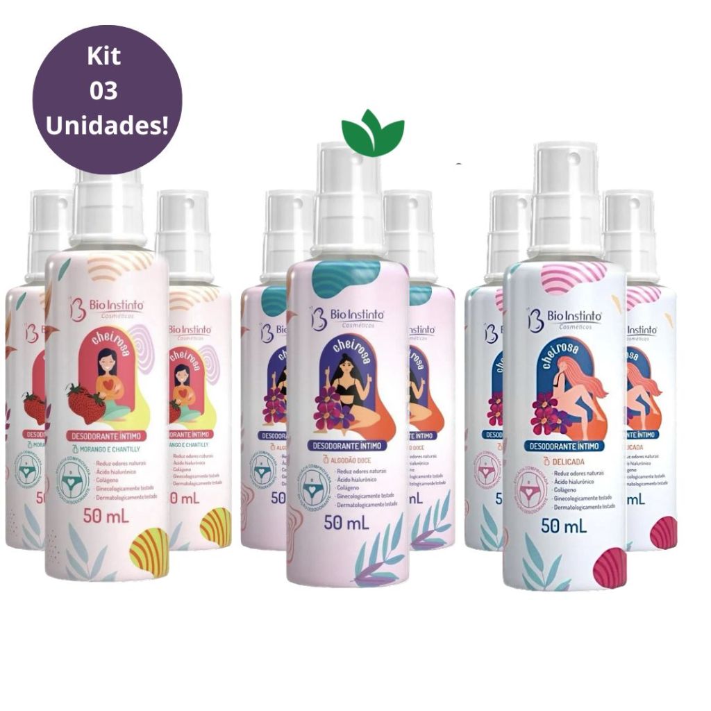 KIT 3 Unidades Desodorante Íntimo Cheirosa 50mL