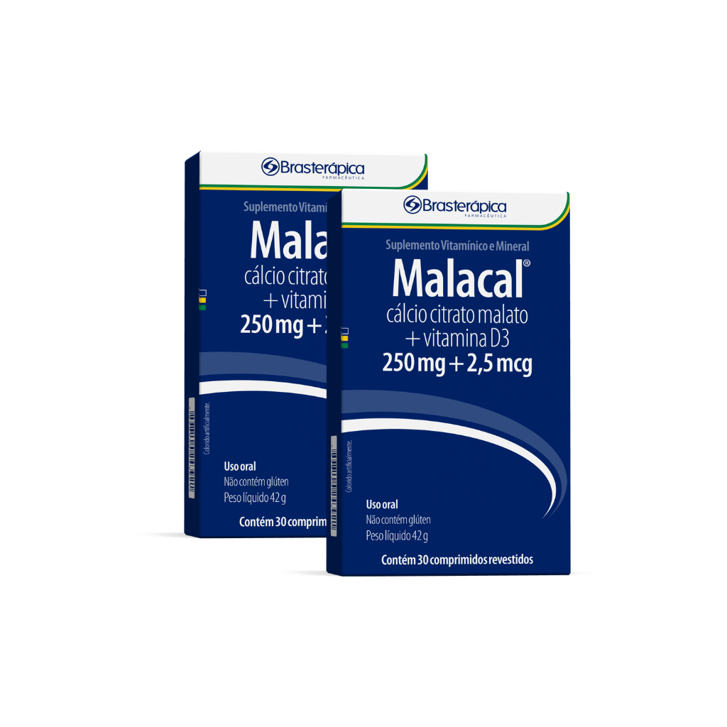 Suplemento Vitaminico E Mineral Calcio E D3 200ui 60 Comprimidos Malacal Cálcio na Sua Melhor Forma