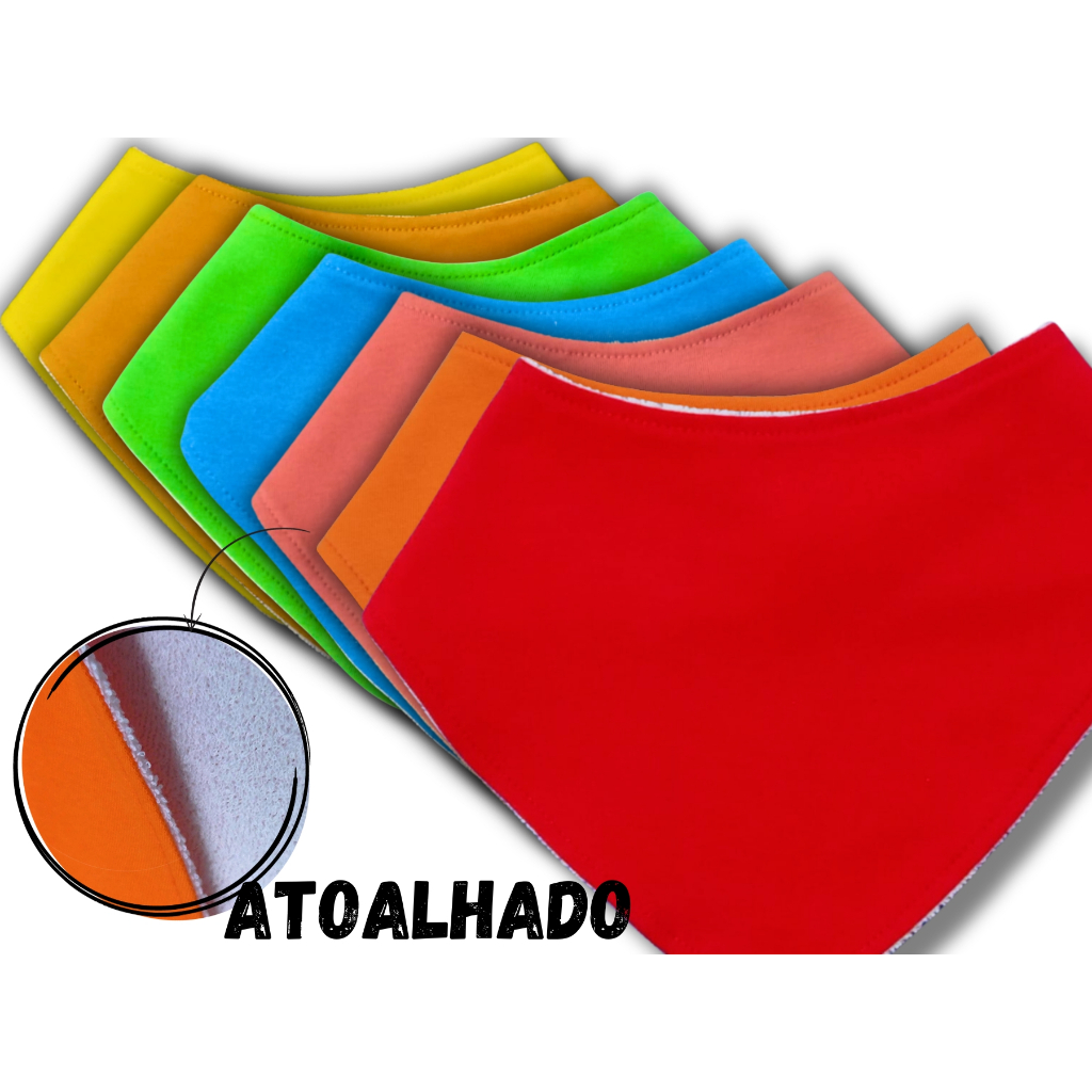 Babador Bandana Atoalhado Bebê Algodão com Botões 2 Regulagens