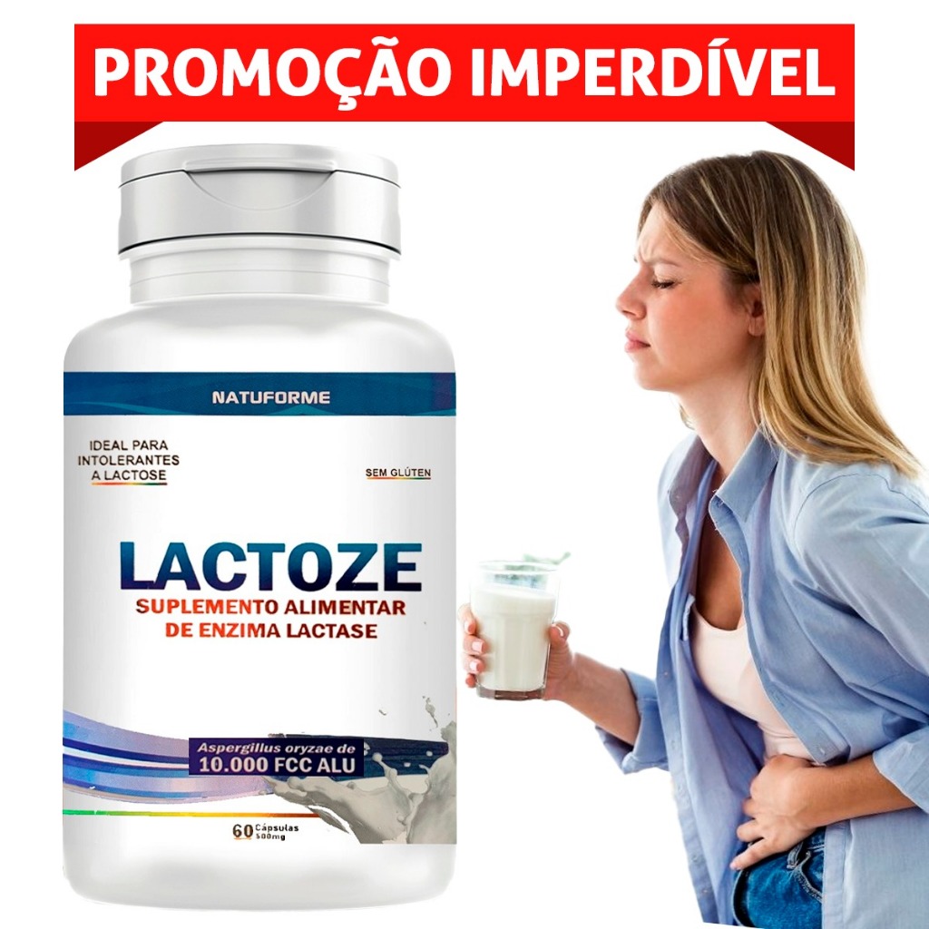 Enzima Lactase 10.000 Fcc 60 Cápsulas Lactoze Intolerância a Lactose