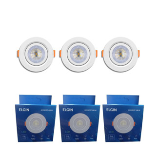Kit 3 Spot Embutir  Led 5W  6500K / 3000K  Alta Qualidade Direcional Elgin