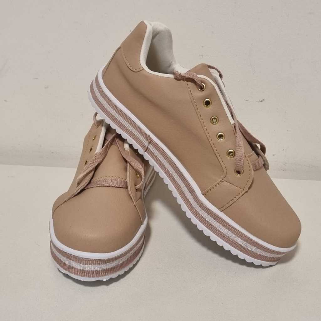 Tênis Feminino Plataforma Casual Rosa Nude Lumiss - N. 38