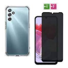 Kit 2X1 Samsung Galaxy M34 5G - Pelicula Privacidade Anti Spy Vido 3D + Capa Transparente Anti Impacto TPU