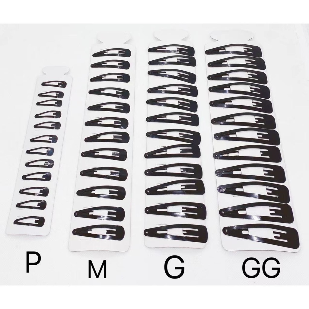12 Pcs  Presilhas Cabelo Pretas Tamanho Grande Tic Tac com P,M,G,GG