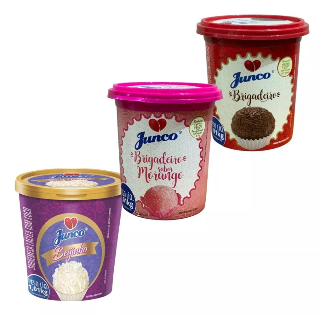 Kit 3 Und Brigadeiro Beijinho Morango Junco 1,01kg Unidade em Oferta na Shopee